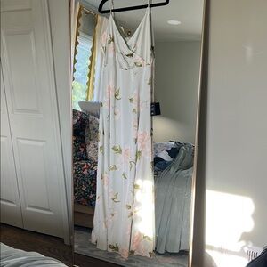 Lulu's Cream and Pink Floral Maxi Dress